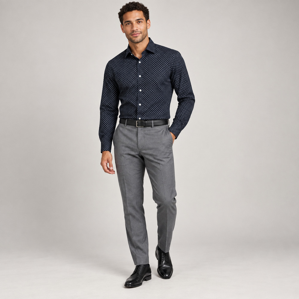Nick Graham Men’s XL Black Polka Dot Stretch Slim Fit Shirt 17 34/35